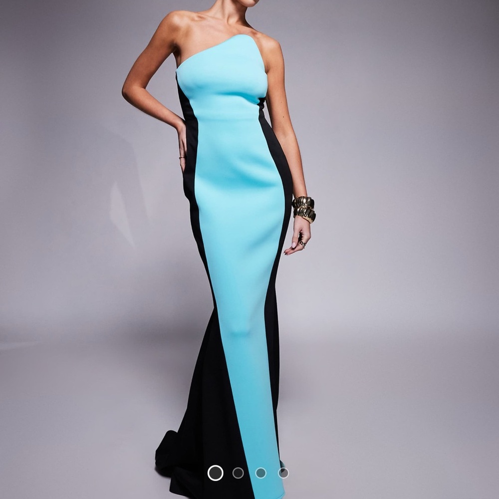 Elegant Blue and Black neoprene Gown